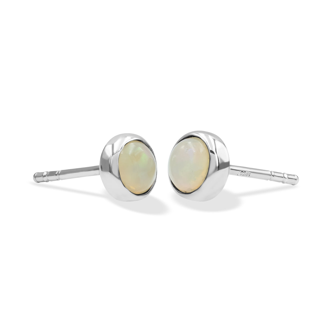 Starborn Natural Ethiopian Opal Round 5mm Post Earrings in Sterling Silver