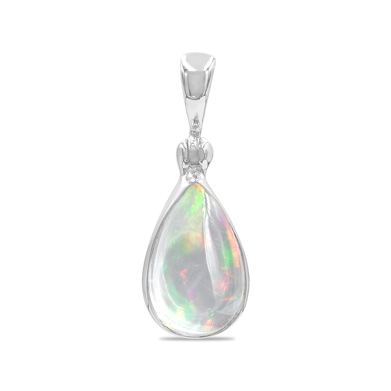 Starborn Natural Ethiopian Opal Pear Cabochon Pendant in Sterling Silver