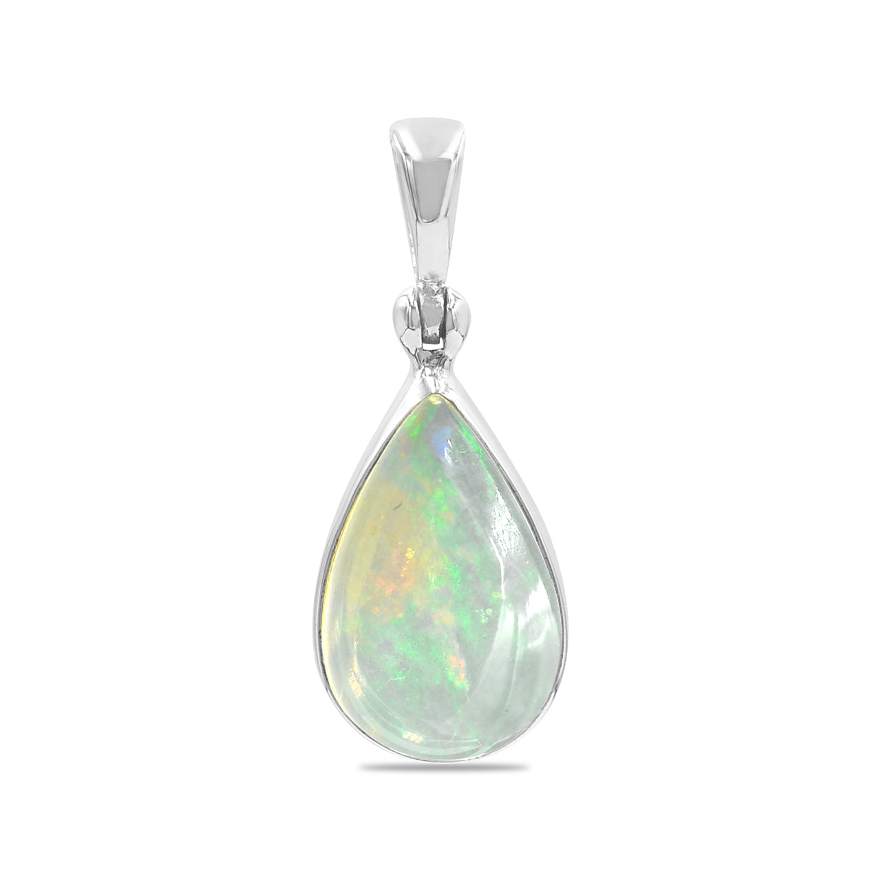 Starborn Natural Ethiopian Opal Pear Cabochon Pendant in Sterling Silver
