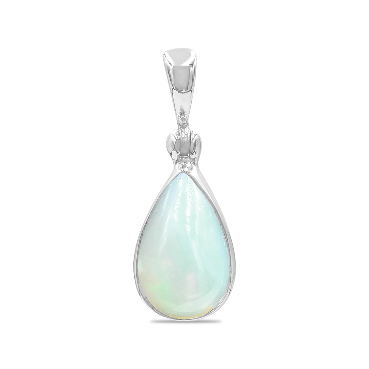 Starborn Natural Ethiopian Opal Pear Cabochon Pendant in Sterling Silver