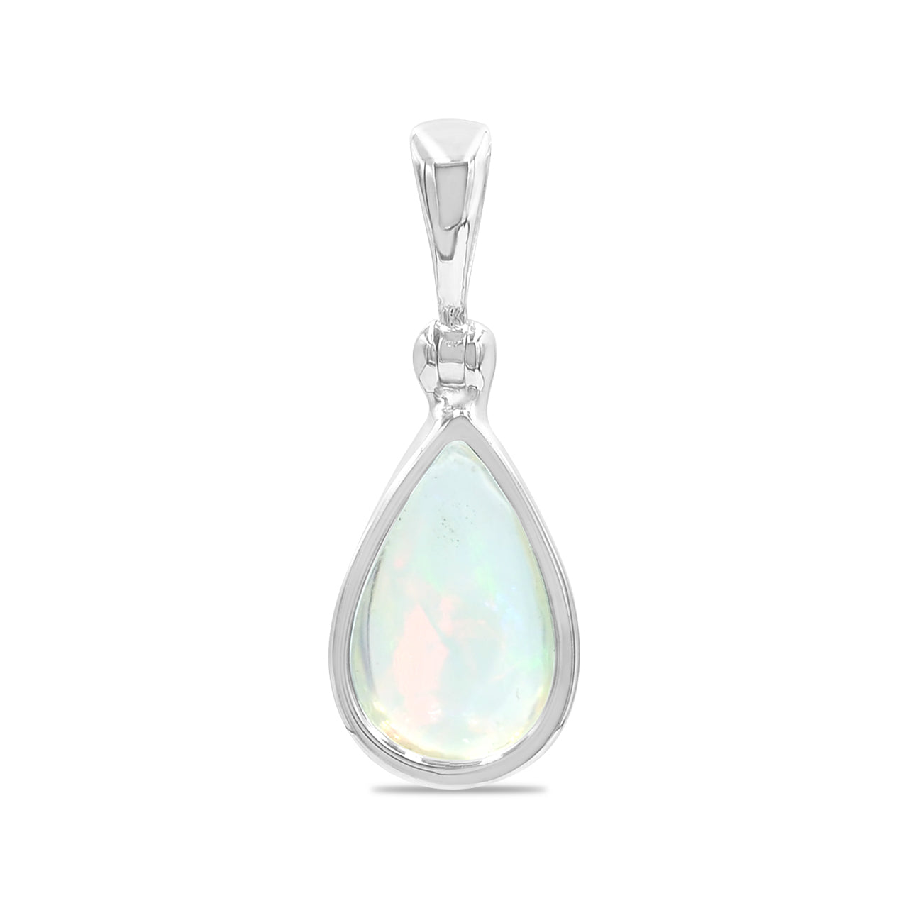 Starborn Natural Ethiopian Opal Pear Cabochon Pendant in Sterling Silver
