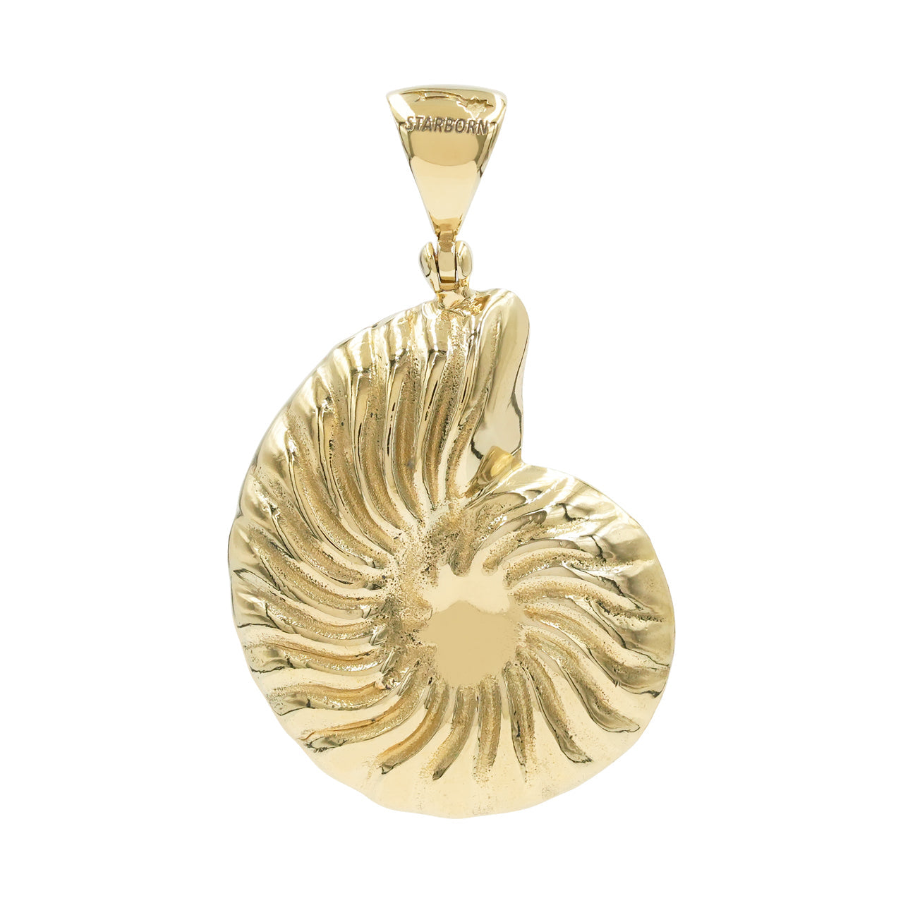 Starborn Ethiopian Opal Inlay Nautilus Ammonite Pendant in Sterling Silver