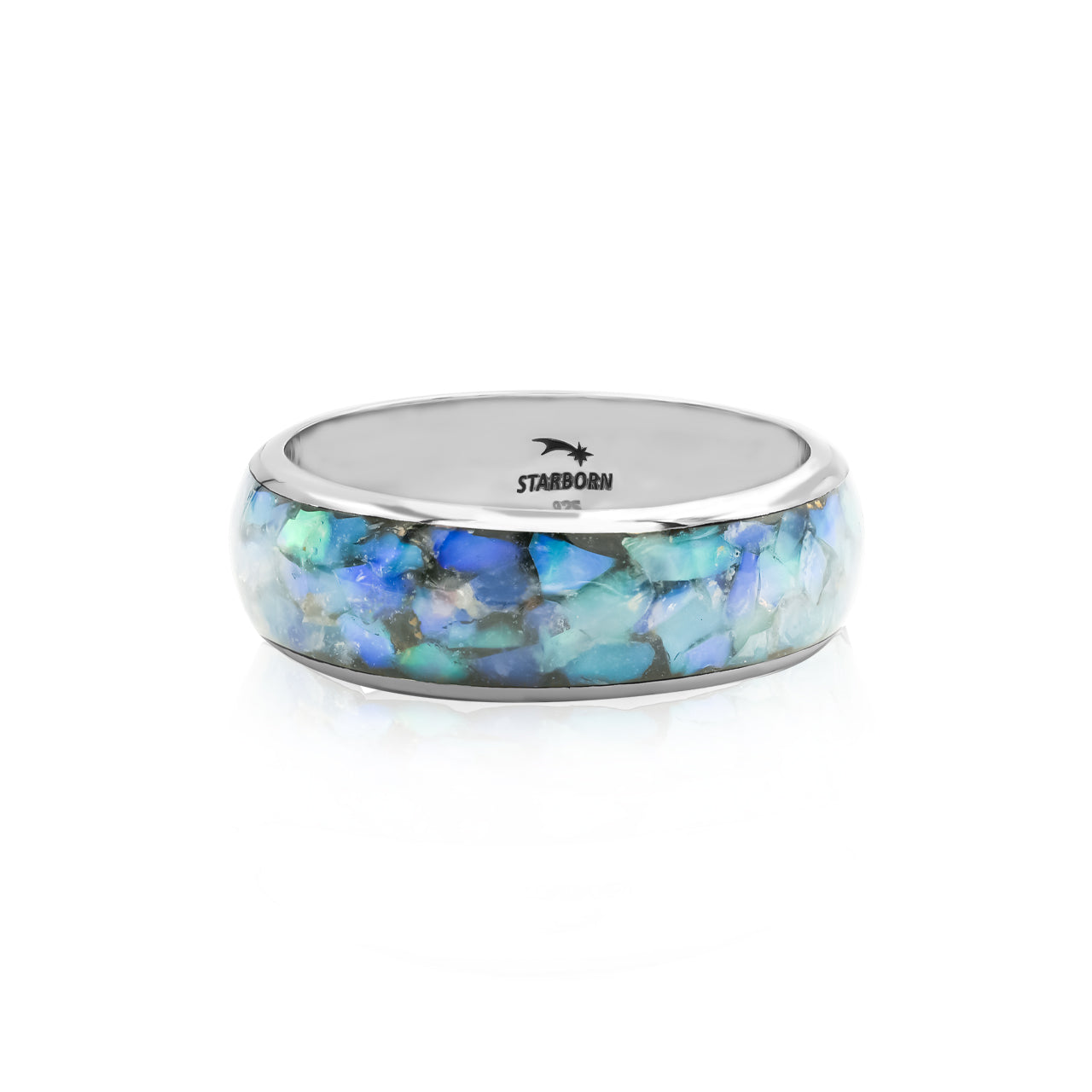 Starborn Natural Ethiopian Opal One Field Inlay Ring in Sterling Silver