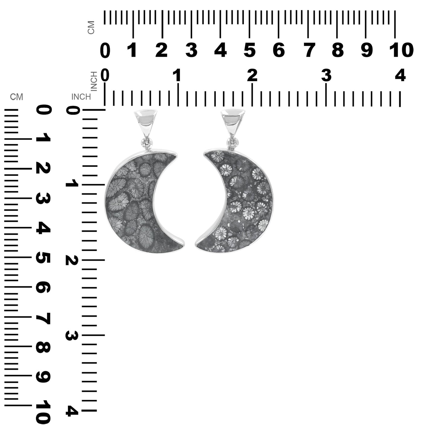 Starborn Fossil Coral Crescent Moon Pendant in Sterling Silver