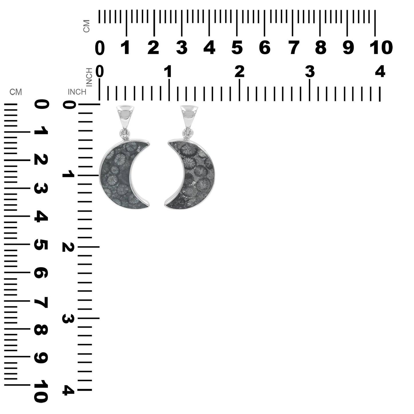 Starborn Fossil Coral Crescent Moon Pendant in Sterling Silver