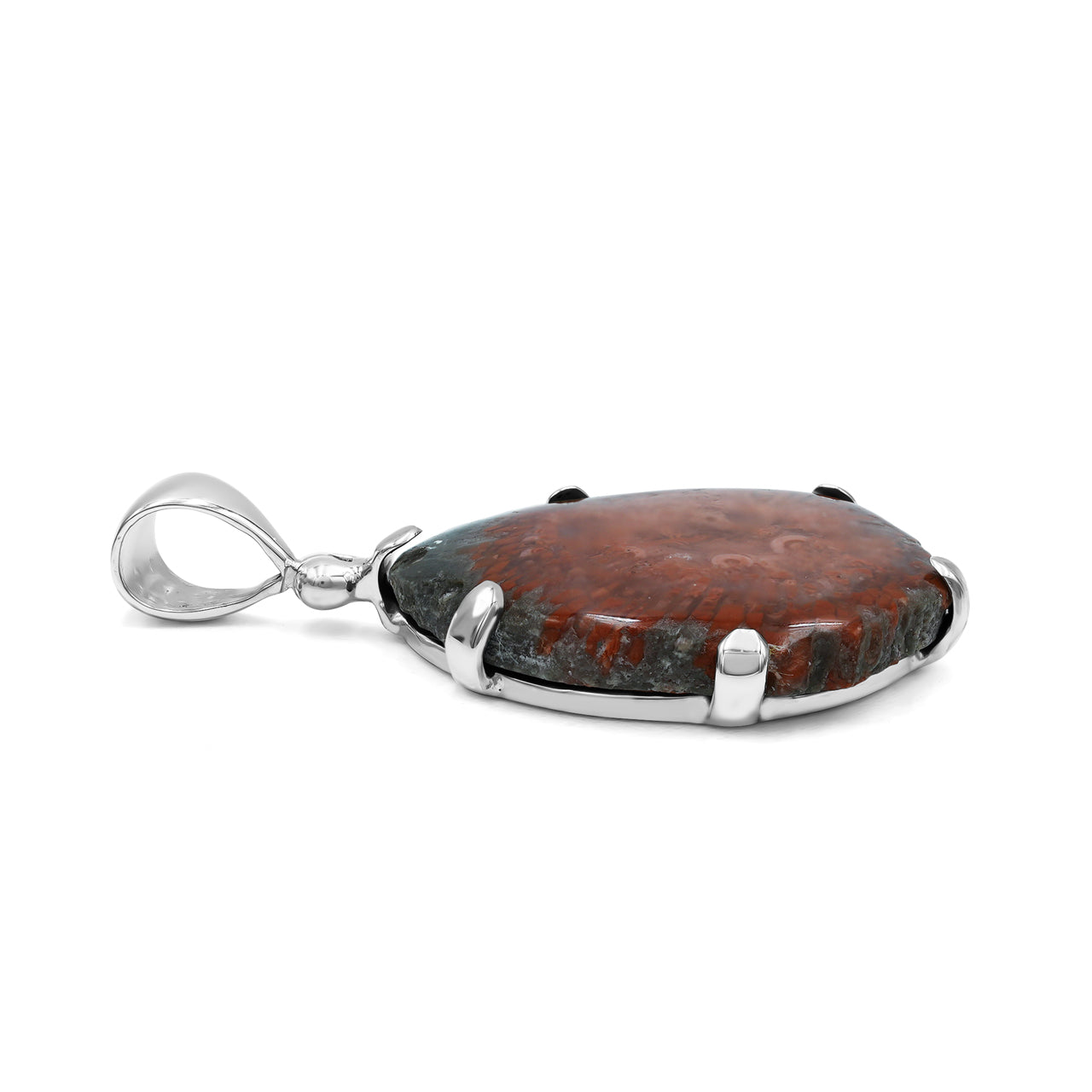 Starborn Utah Fossil Red Horn Coral Prong Setting Pendant in Sterling Silver