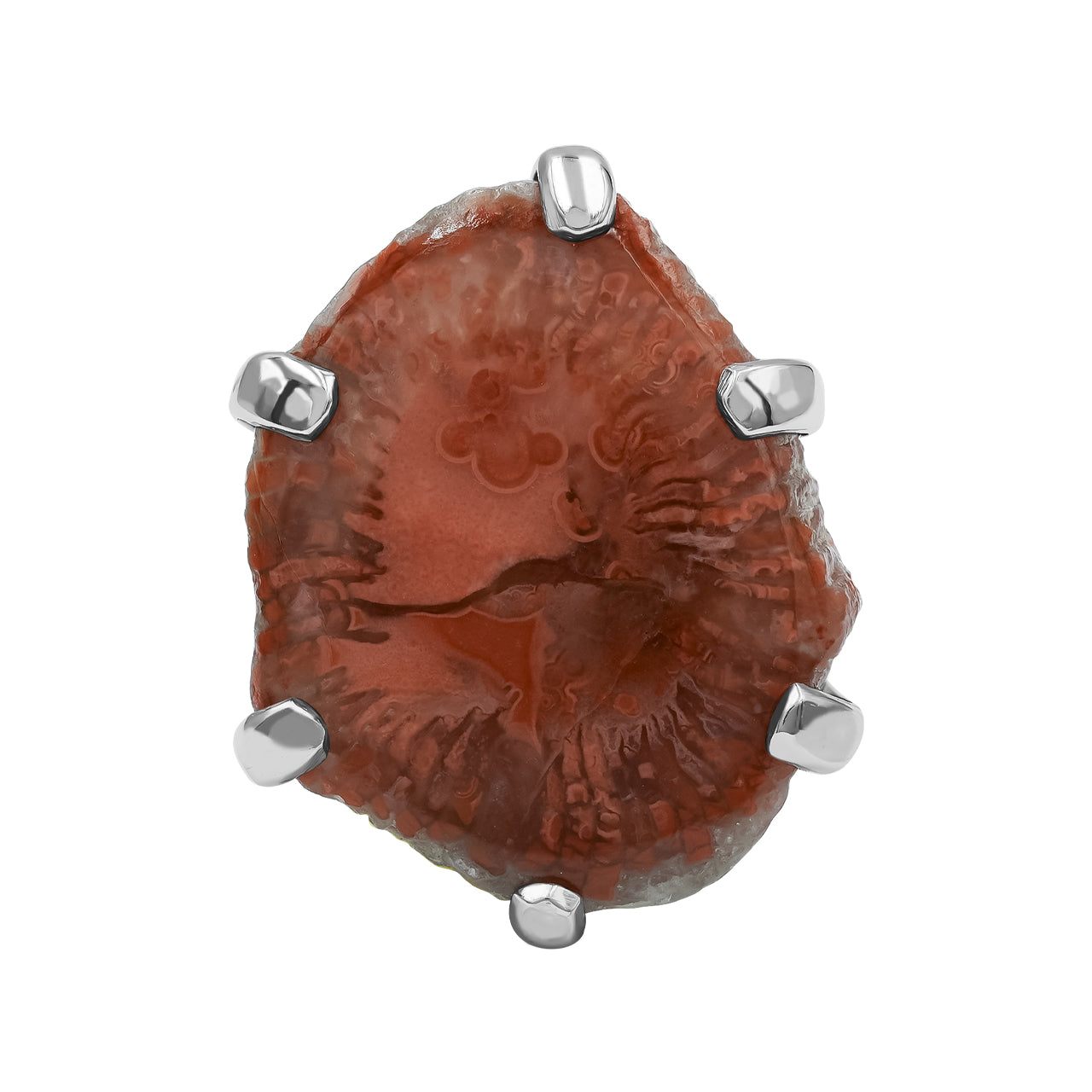 Starborn Utah Fossil Red Horn Coral Ring in Sterling Silver