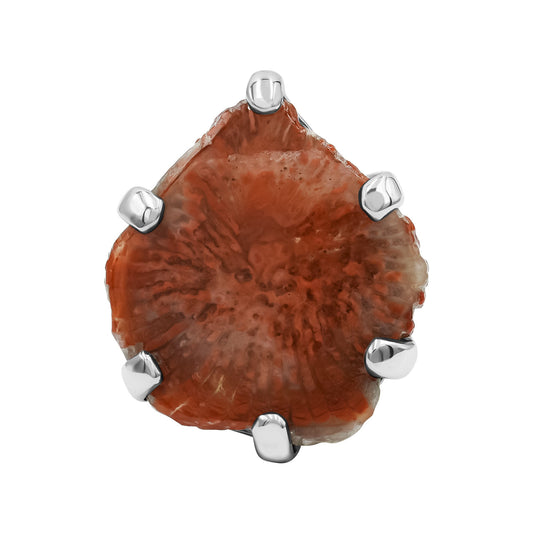 Starborn Utah Fossil Red Horn Coral Ring in Sterling Silver