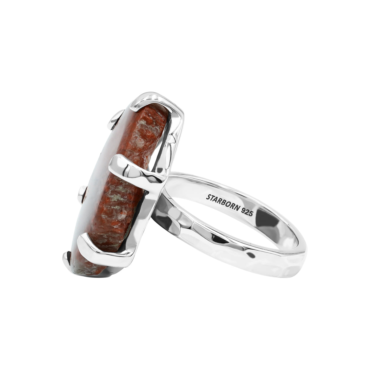 Starborn Utah Fossil Red Horn Coral Ring in Sterling Silver