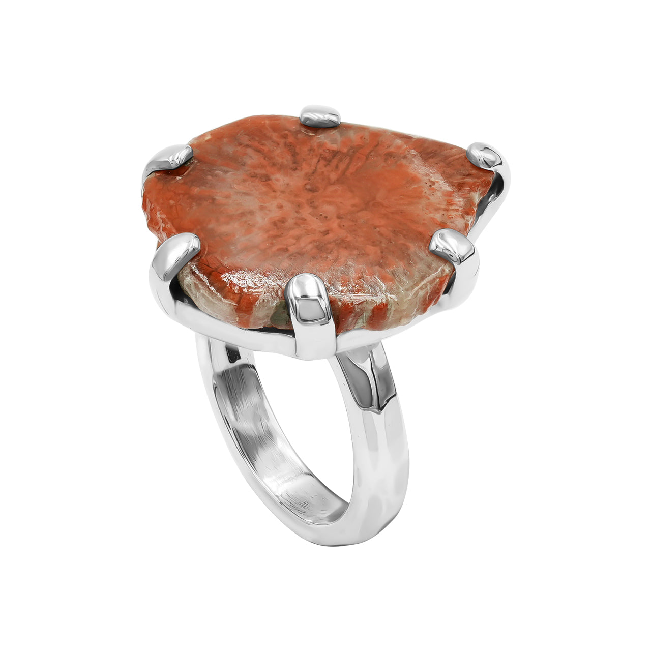 Starborn Utah Fossil Red Horn Coral Ring in Sterling Silver