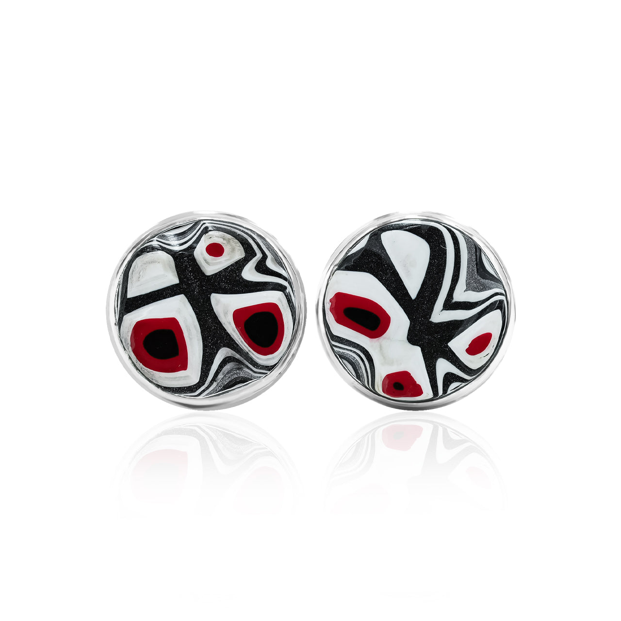 Starborn Gemstones Round 12 mm Double Bezel Set Post Earrings in Sterling Silver