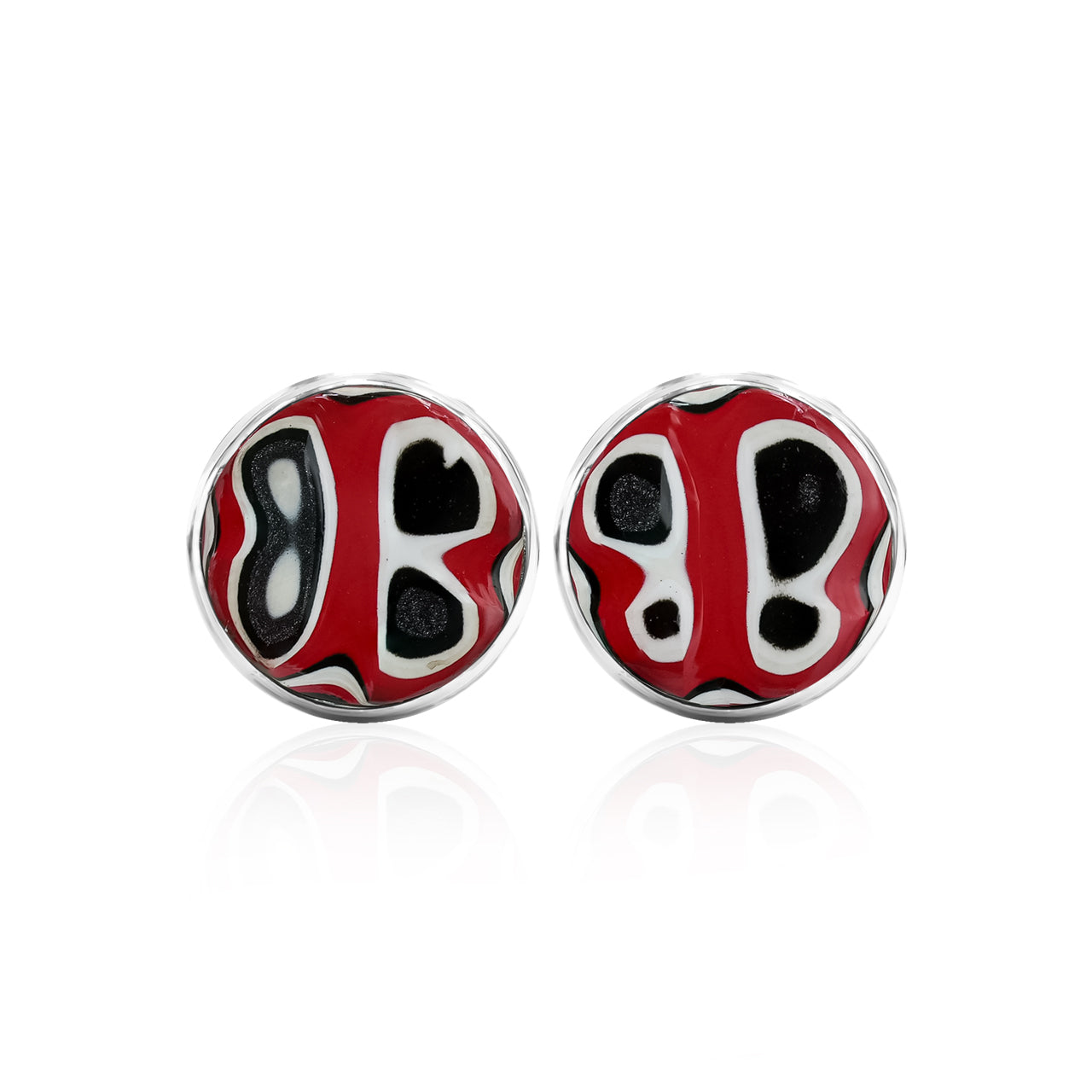 Starborn Gemstones Round 12 mm Double Bezel Set Post Earrings in Sterling Silver