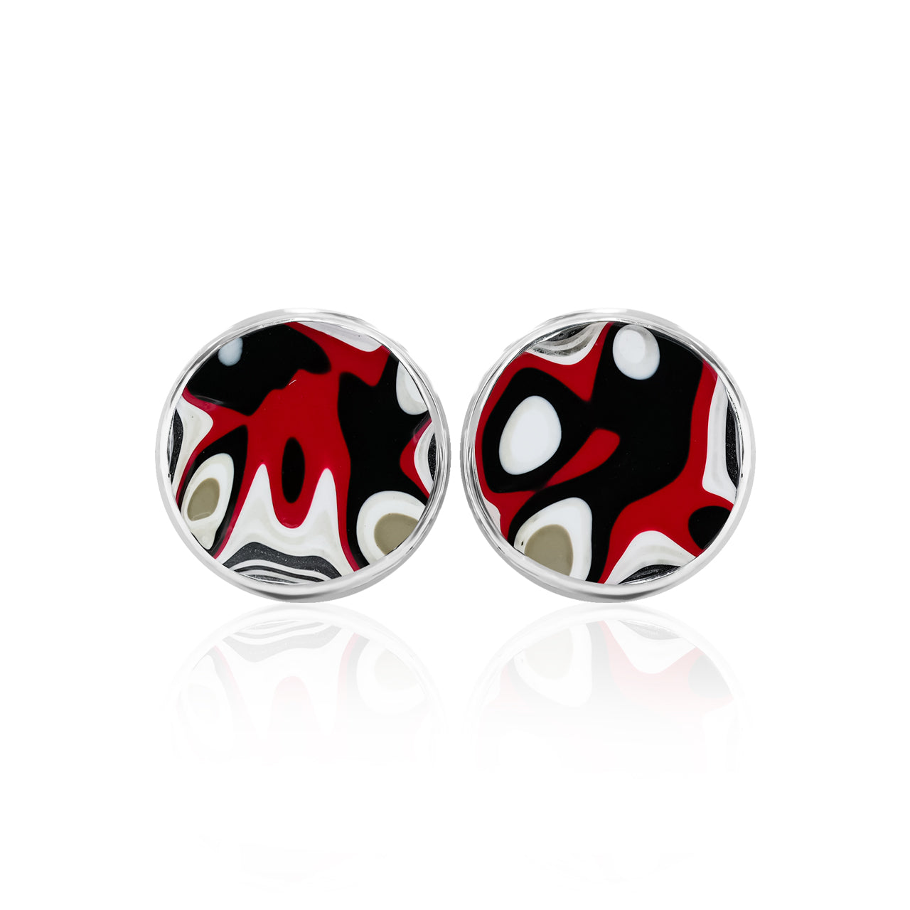 Starborn Gemstones Round 12 mm Double Bezel Set Post Earrings in Sterling Silver