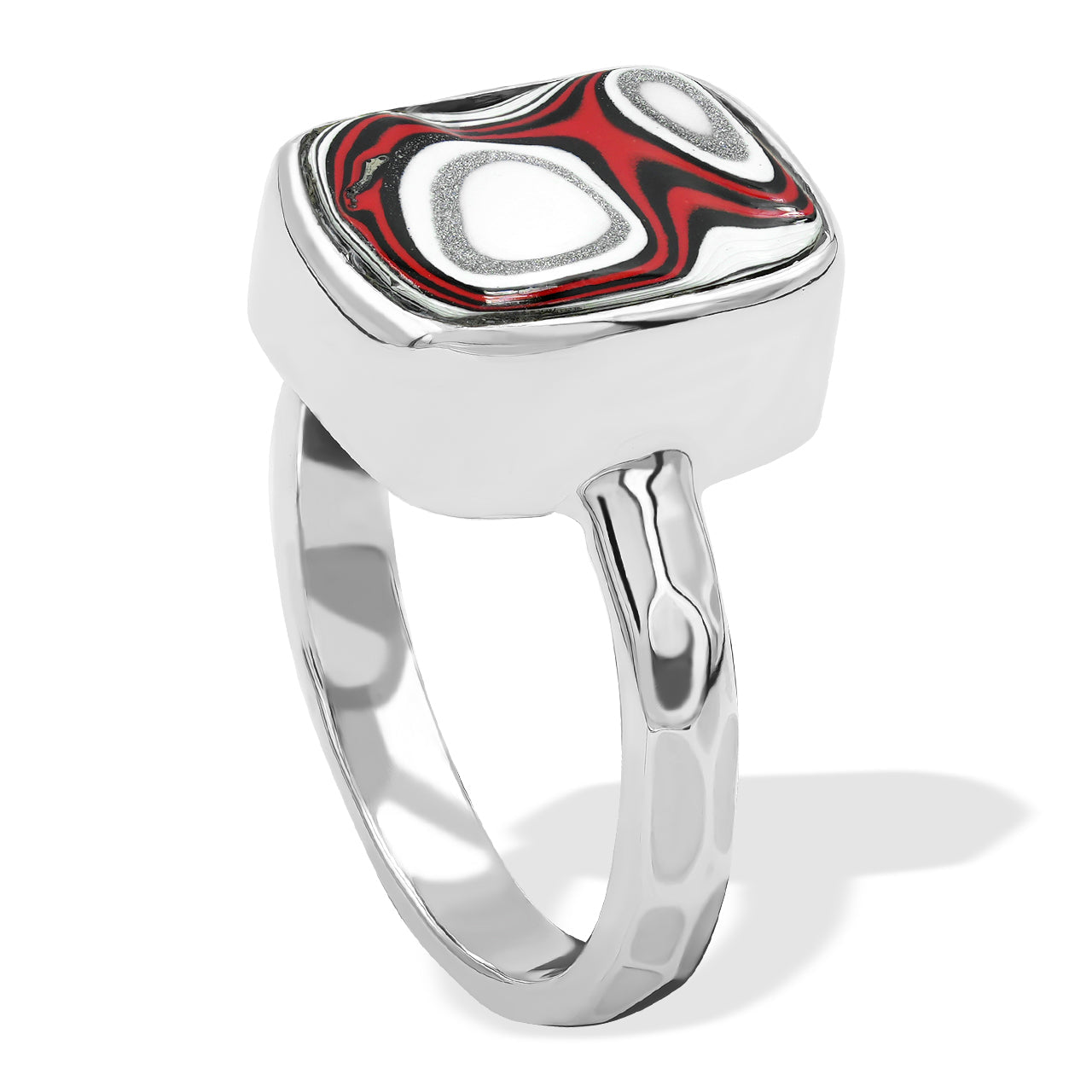 Starborn Fordite Rectangular Ring in Sterling Silver