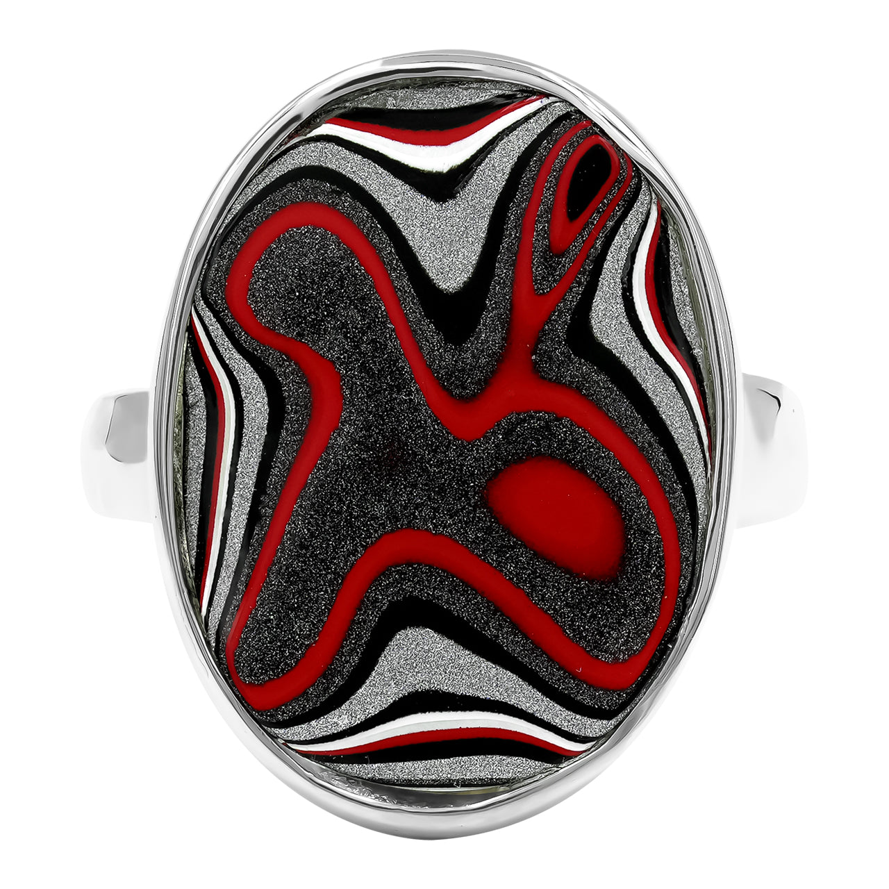 Starborn Fordite Oval Ring in Sterling Silver