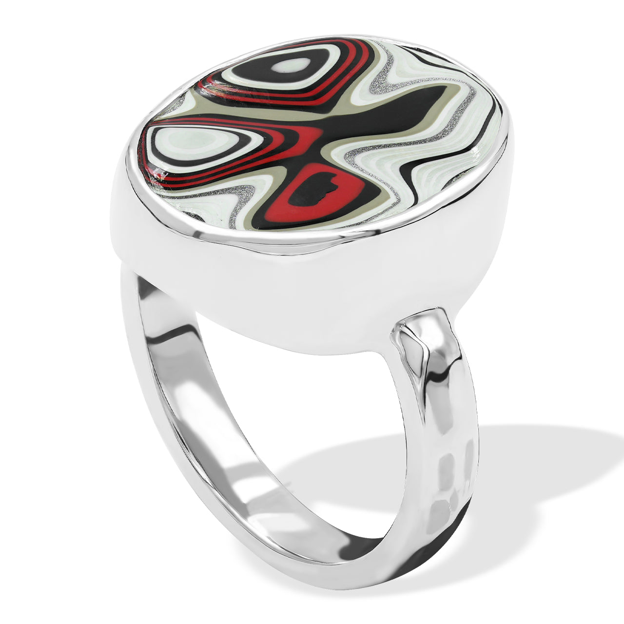 Starborn Fordite Oval Ring in Sterling Silver