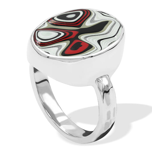 Starborn Fordite Oval Ring in Sterling Silver