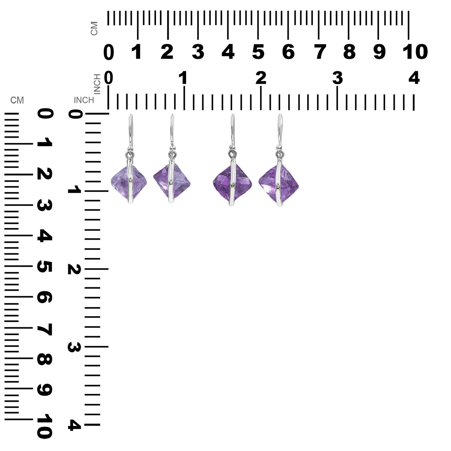 Starborn Fluorite Wrapped Dangle Earrings in Sterling Silver