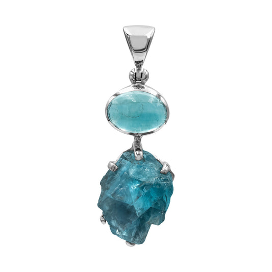 Starborn Green Fluorite Combination Pendant in Sterling Silver