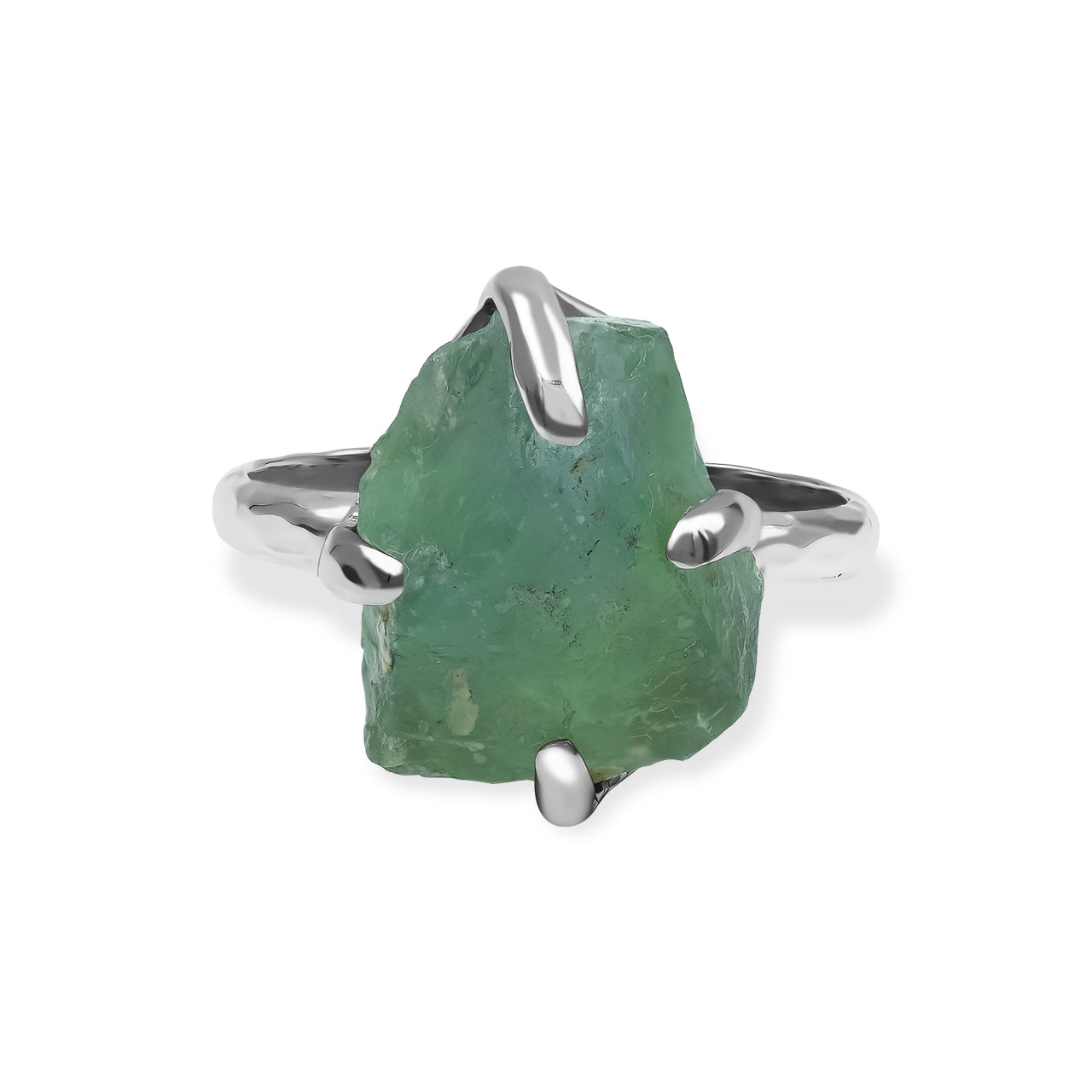 Starborn Green Fluorite Prong Set Ring in Sterling Silver