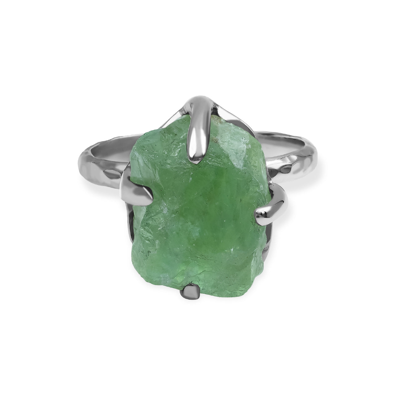 Starborn Green Fluorite Prong Set Ring in Sterling Silver