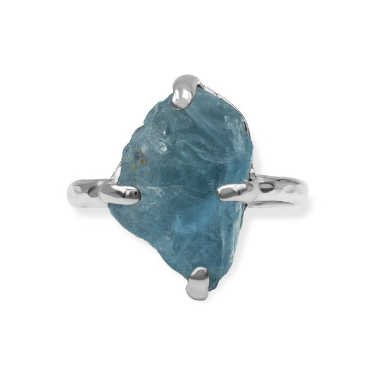 Starborn Blue Fluorite Prong Set Ring in Sterling Silver