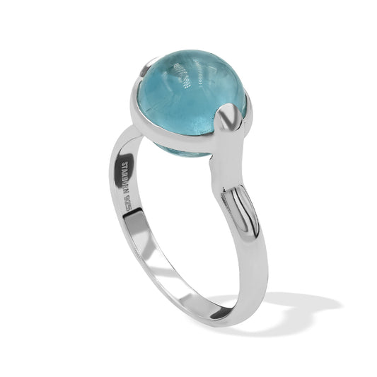 Starborn Fluorite Sphere Ring with Silver Band in Sterling Silver