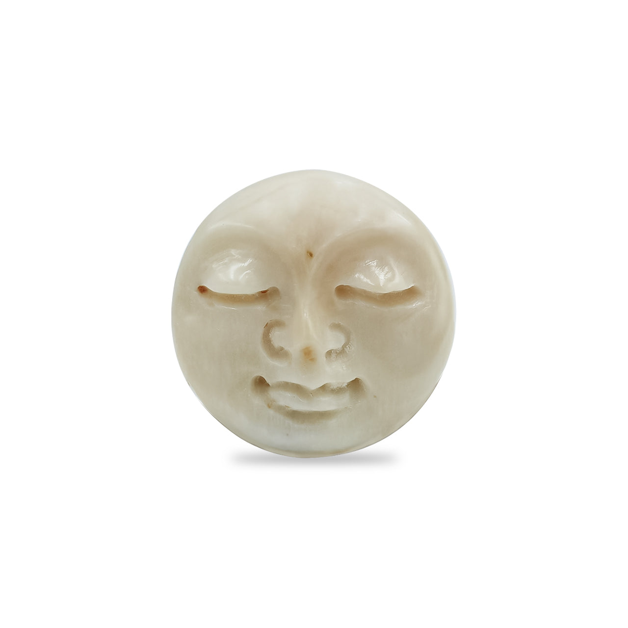 Starborn Round Shaped Fossil Mammoth Ivory Face Carving - 1 Piece