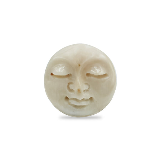 Starborn Round Shaped Fossil Mammoth Ivory Face Carving - 1 Piece