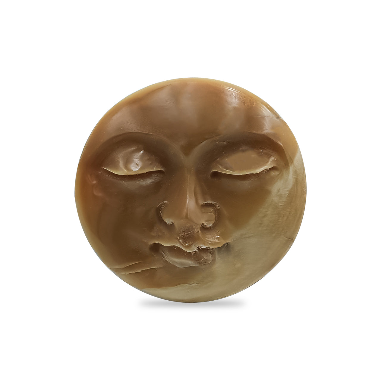 Starborn Round Shaped Fossil Mammoth Ivory Face Carving - 1 Piece