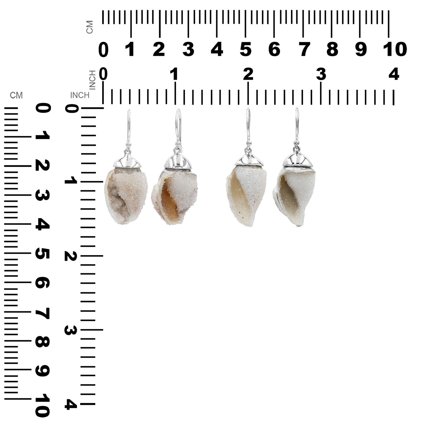 Starborn Fossilized Drusy Shell Cap Setting Style Earring in Sterling Silver