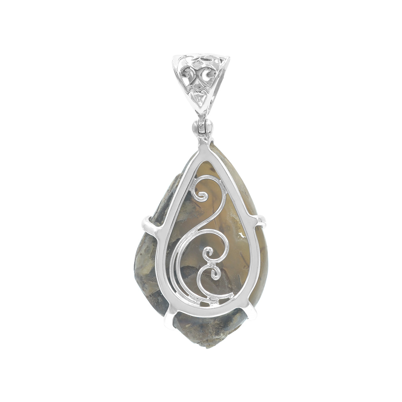 Starborn Drusy Fossilized Shell Pendant in Sterling Silver