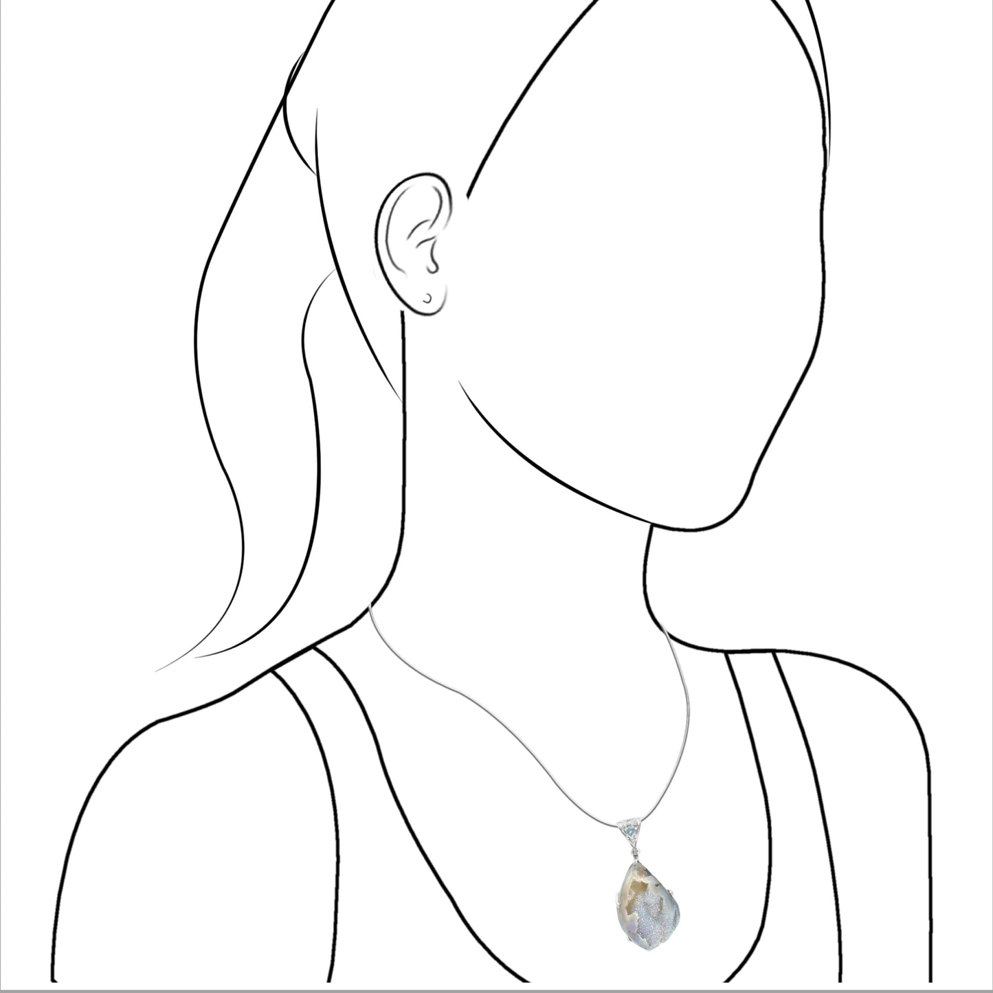 Starborn Drusy Fossilized Shell Pendant in Sterling Silver