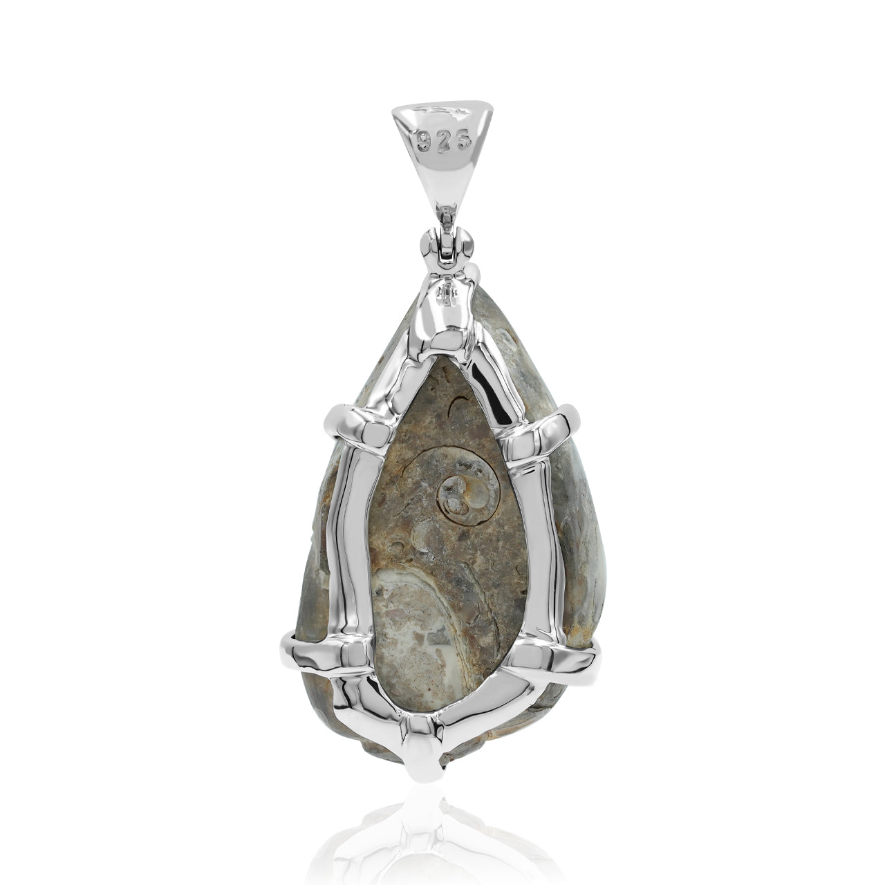 Starborn Fossilized Drusy Shell Prong Setting Pendant in Sterling Silver