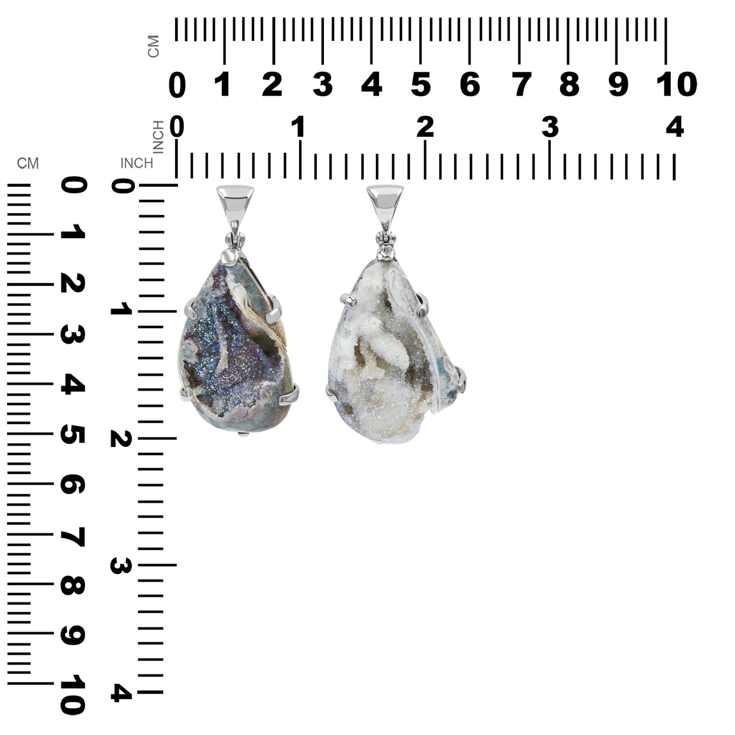 Starborn Fossilized Drusy Shell Prong Setting Pendant in Sterling Silver