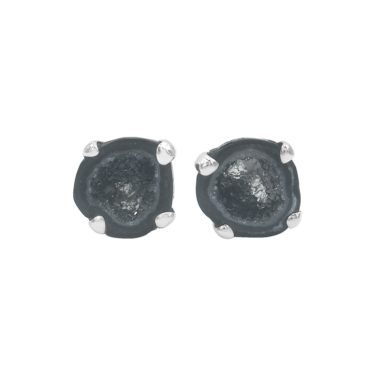 Starborn Agate Geode Post Style Earrings in Sterling Silver