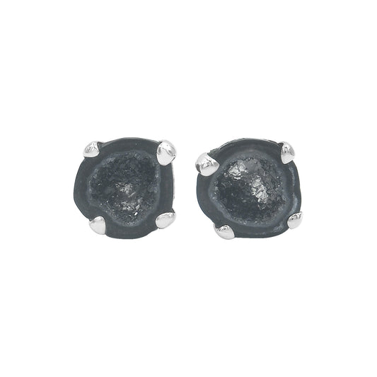 Starborn Agate Geode Post Style Earrings in Sterling Silver