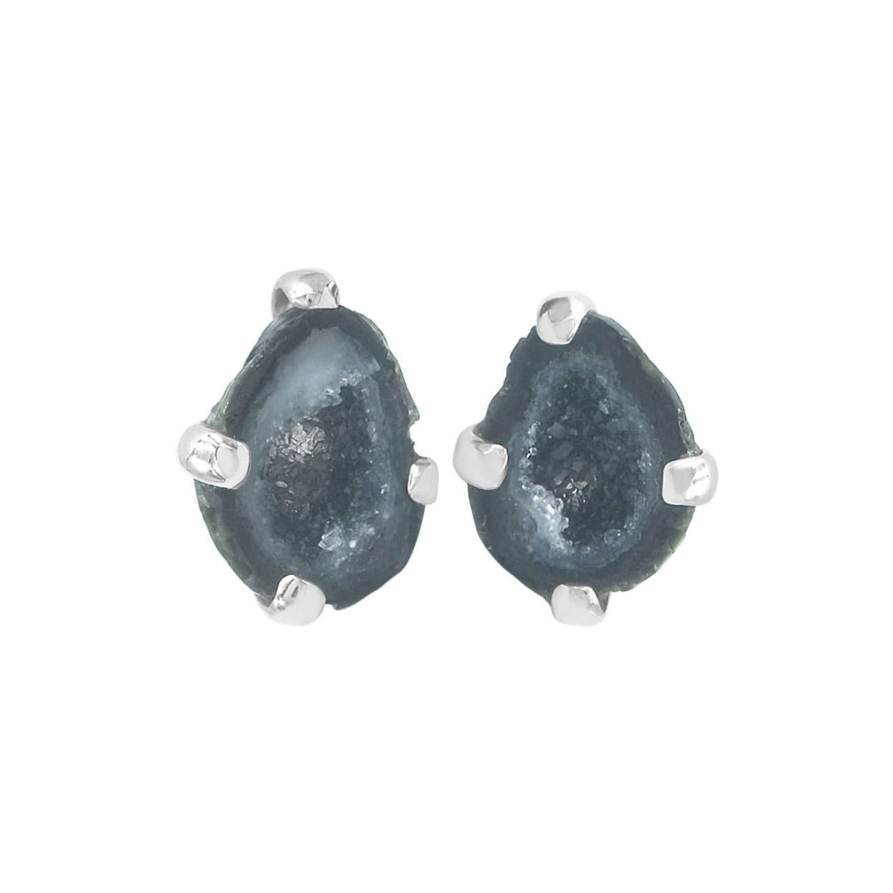 Starborn Agate Geode Post Style Earrings in Sterling Silver