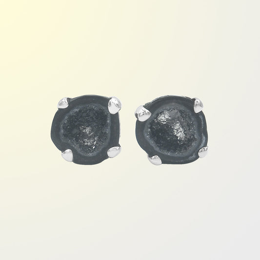 Starborn Agate Geode Post Style Earrings in Sterling Silver