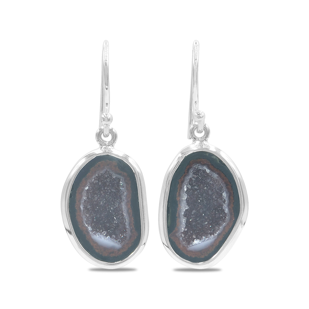 Starborn Agate Geode Earrings in Sterling Silver