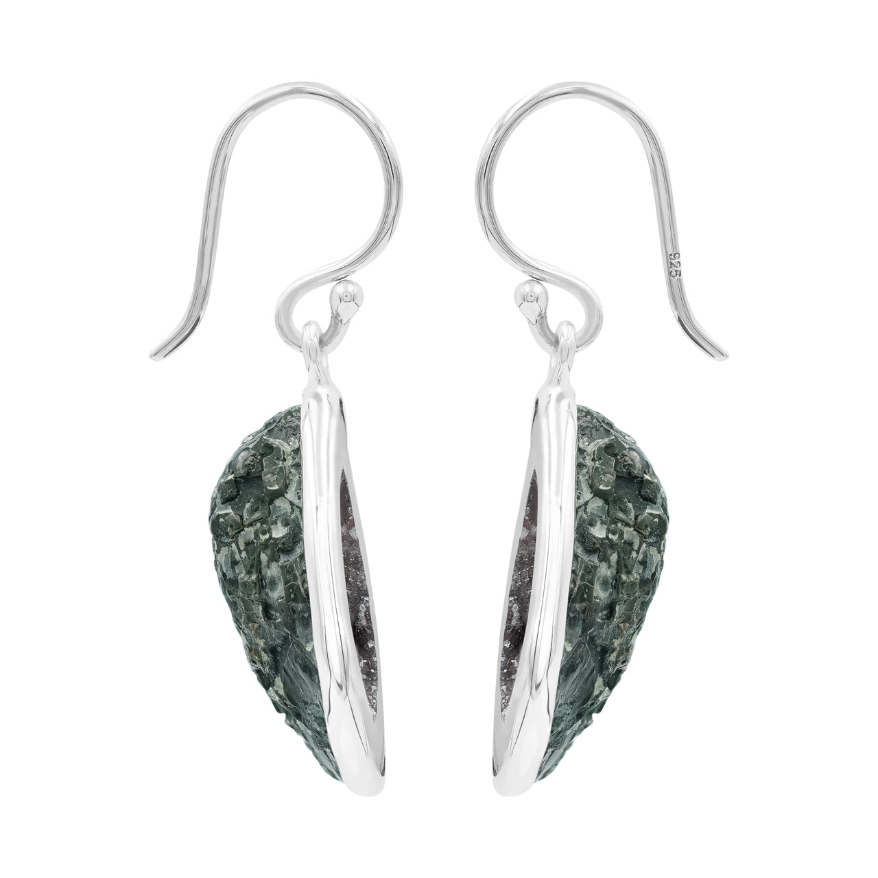 Starborn Agate Geode with Drusy Dangle Earrings in Sterling Silver