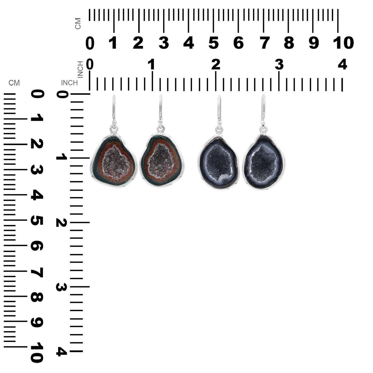 Starborn Agate Geode with Drusy Dangle Earrings in Sterling Silver