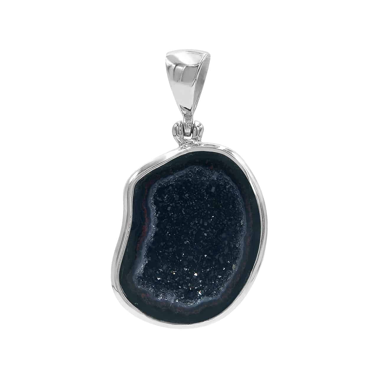 Starborn Black Geode Drusy Pendant in Sterling Silver