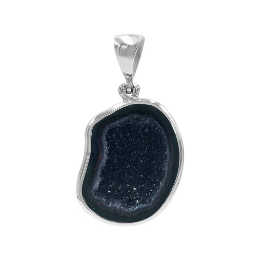 Starborn Black Geode Drusy Pendant in Sterling Silver