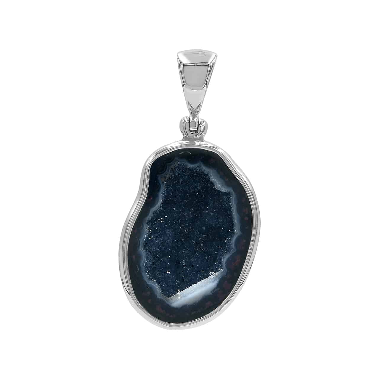 Starborn Black Geode Drusy Pendant in Sterling Silver