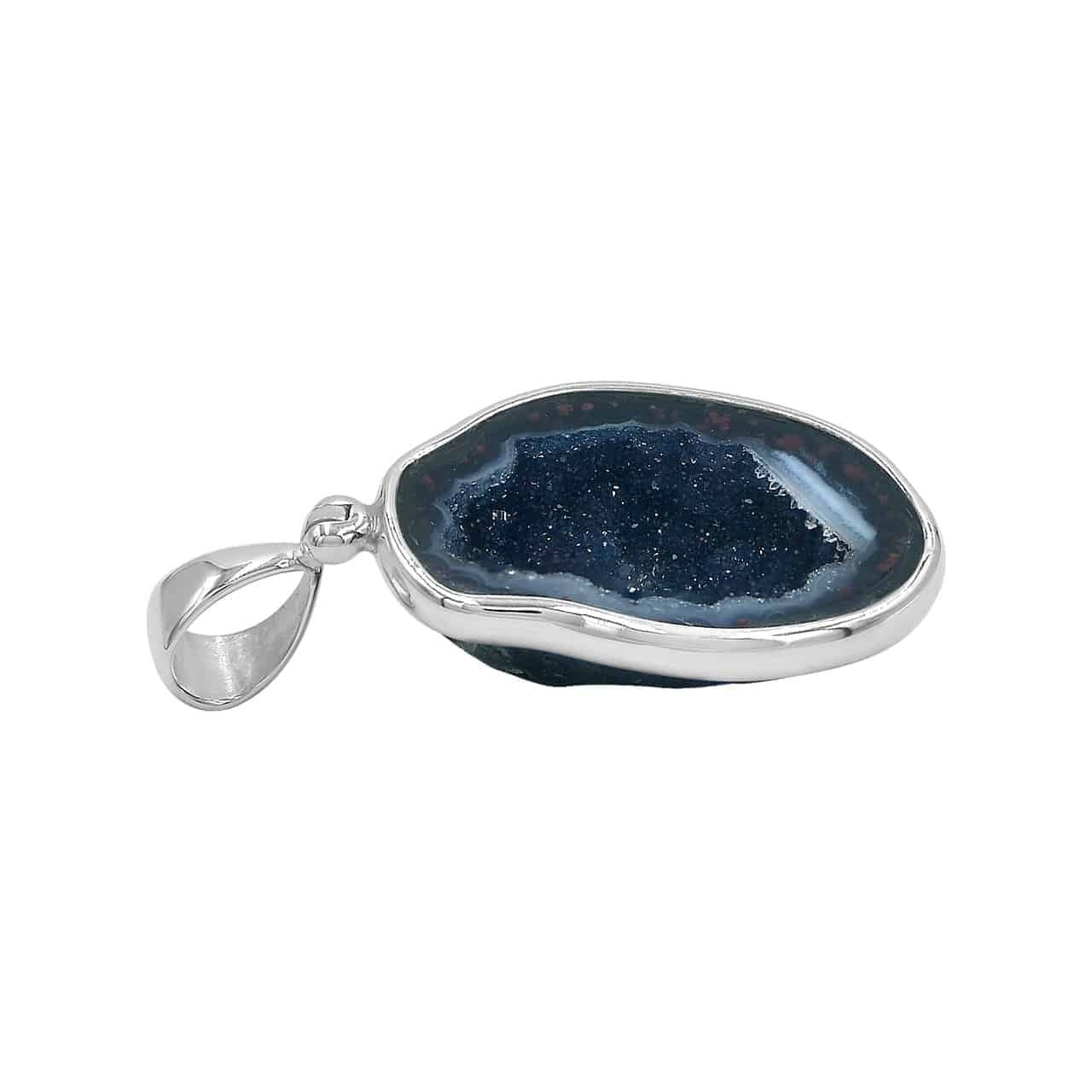 Starborn Black Geode Drusy Pendant in Sterling Silver