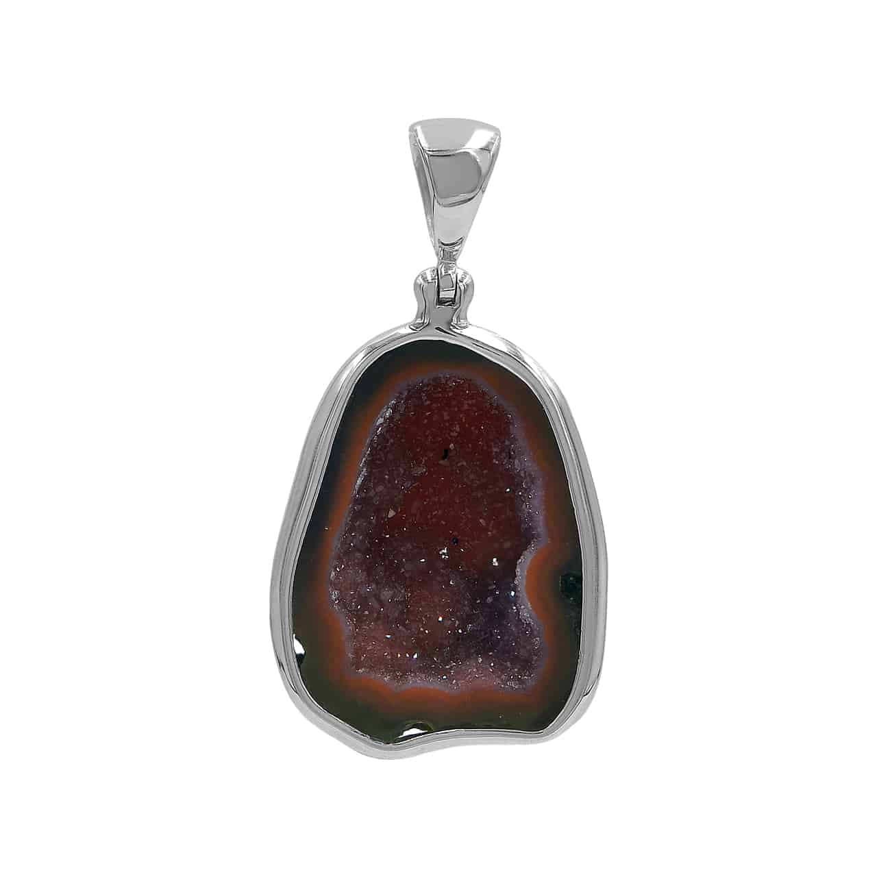 Starborn Red Geode Drusy Pendant in Sterling Silver
