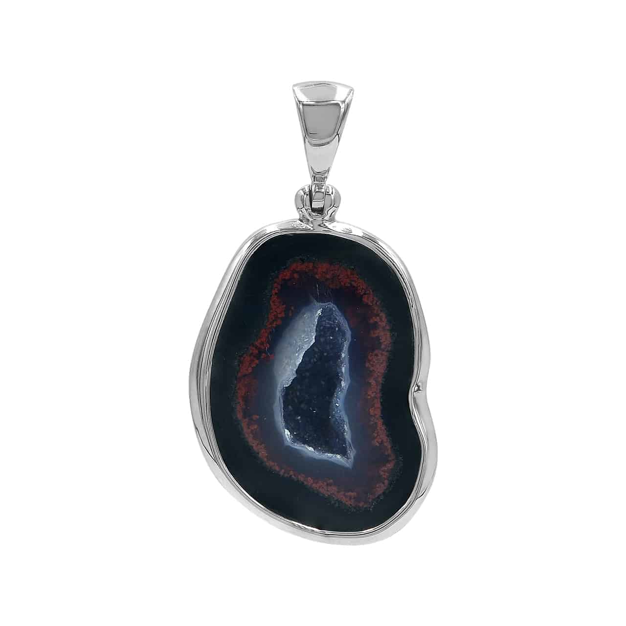 Starborn Red Geode Drusy Pendant in Sterling Silver