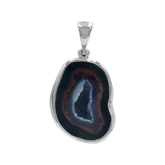 Starborn Red Geode Drusy Pendant in Sterling Silver