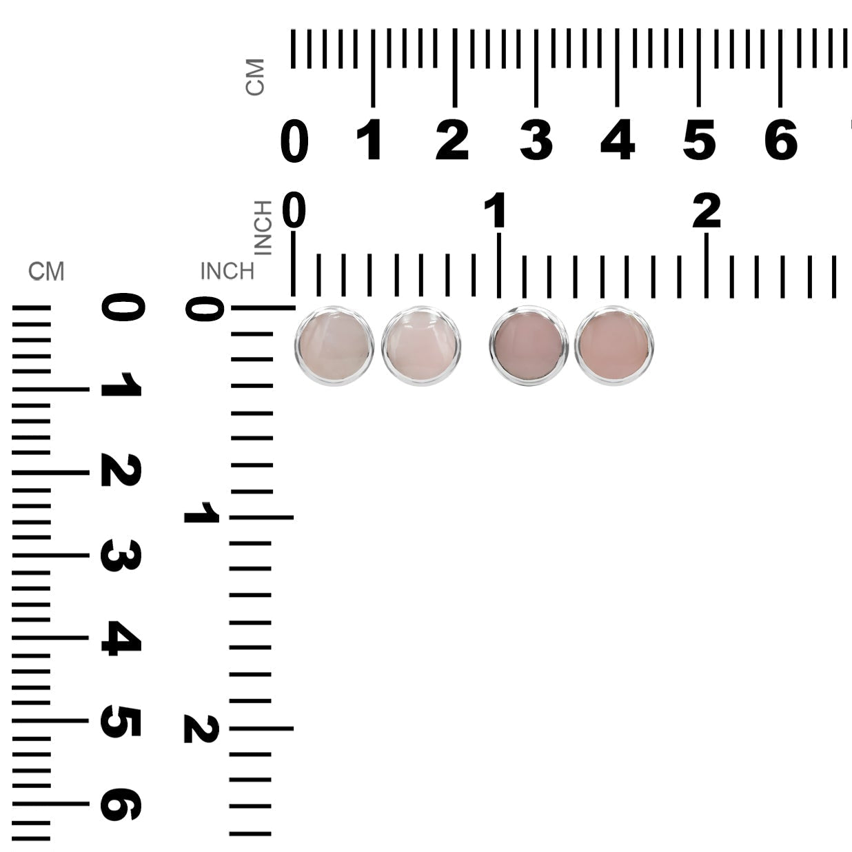 Starborn Pink Guava Quartz 8mm Round Post Style Earrings in Sterling Silver
